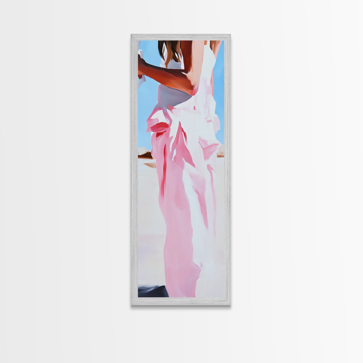 Feminine Dress Art, Elegant Fashion Print, Pastel Aesthetic, Framed Canvas Print, Chic Home Decor, Bedroom Wall Art, Minimalist Style