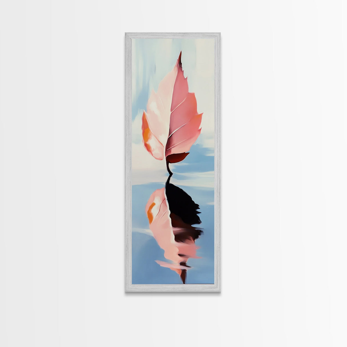 Floating Leaf, Autumn Reflection, Water Stillness, Canvas Print, Fall Wall Art, Minimalist Aesthetic, Tranquil Decor, Nature Inspired