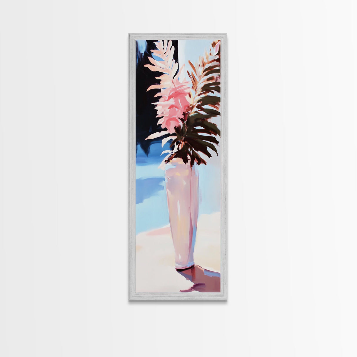 Pink Florals, Soft Vase, Elegant Home, Framed Canvas Print, Modern Wall Art, Minimalist Decor, Feminine Aesthetic, Cozy Living Room