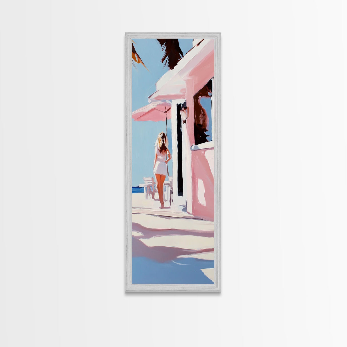 Pink Paradise, Coastal Retreat, Tropical Art, Canvas Print, Living Room Wall Art, Vacation Vibes, Minimalist Decor, Pastel Art