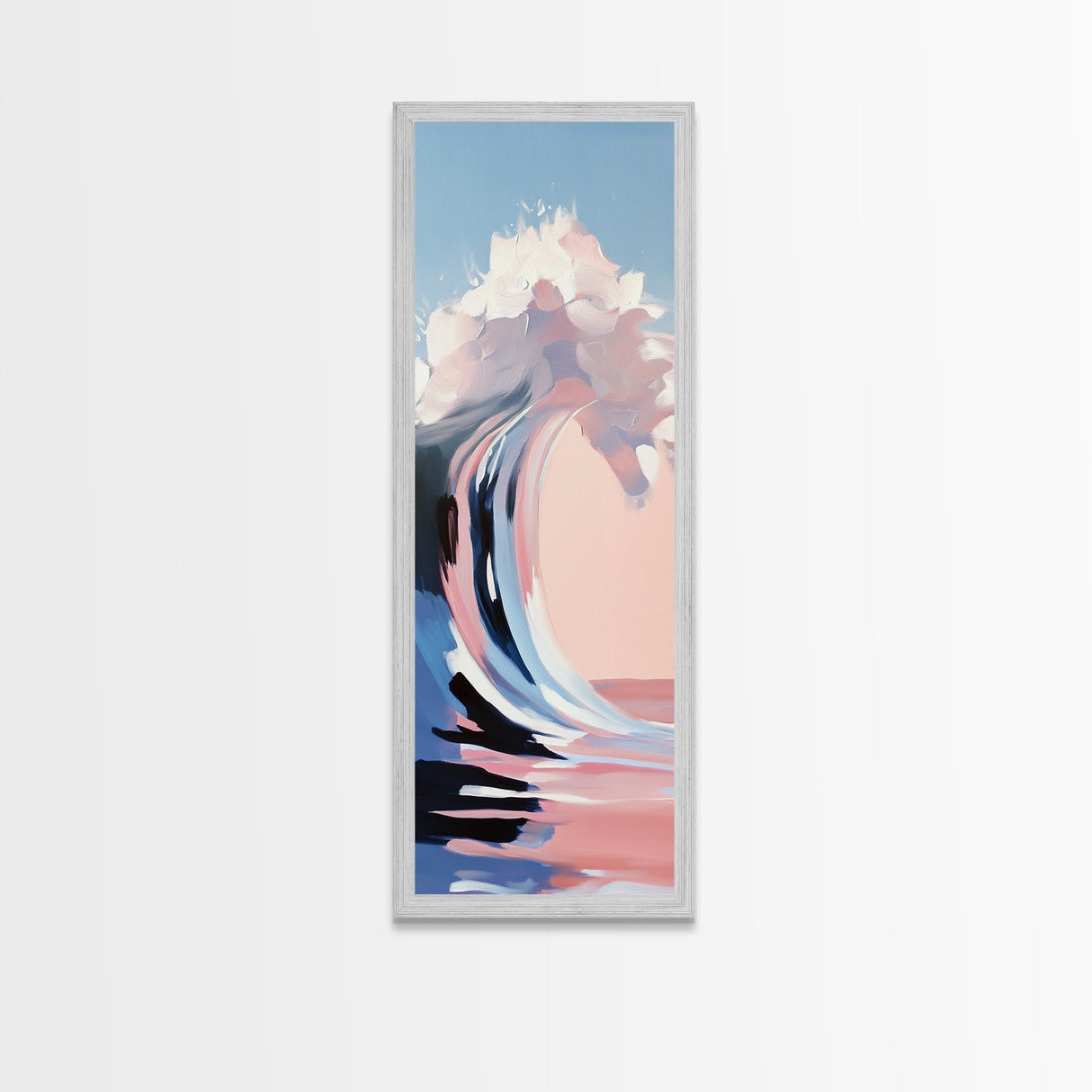 Pink Wave, Ocean Motion, Abstract Surf, Framed Canvas Print, Coastal Wall Art, Living Room Wall Art, Minimalist Aesthetic, Beach Vibes