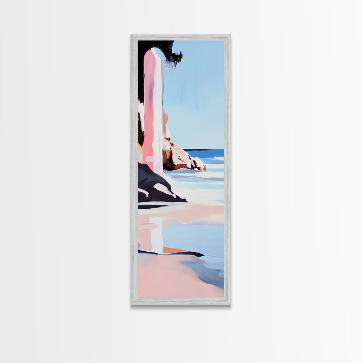 Cliffside, Ocean Horizon, Tranquil Seascape, Minimalist, Soft Pastel, Coastal Aesthetic, Serene Nature, Canvas Print