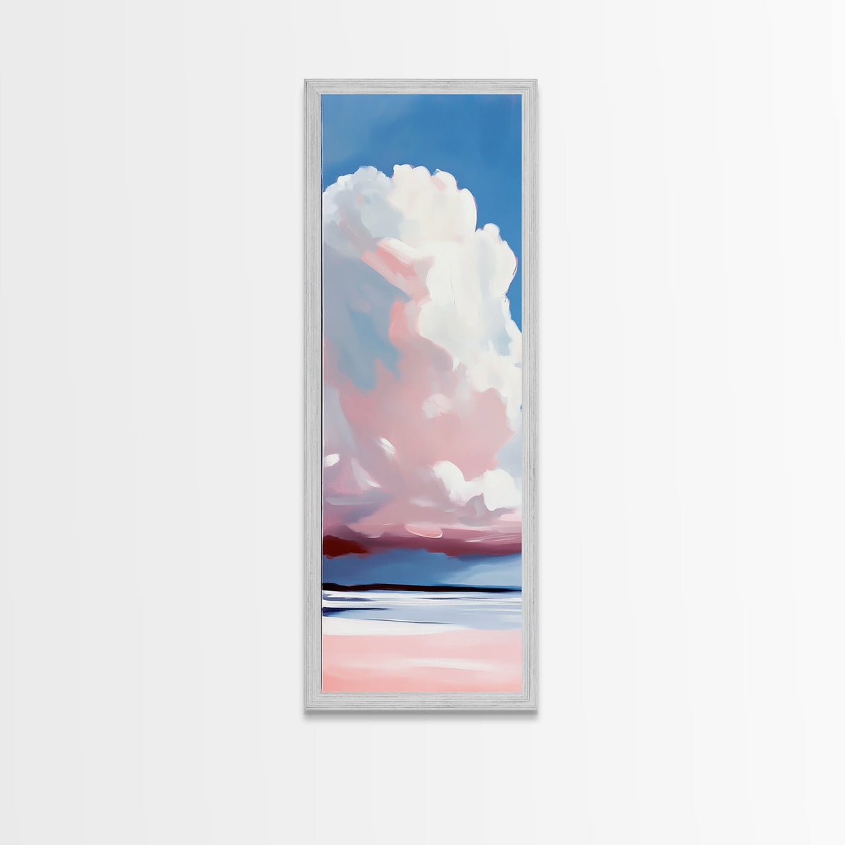 Cloudscape, Pink Sky, Soft Colors, Tranquil Atmosphere, Dreamy Home Decor, Boho Aesthetic, Bedroom Wall Art, Framed Canvas Print