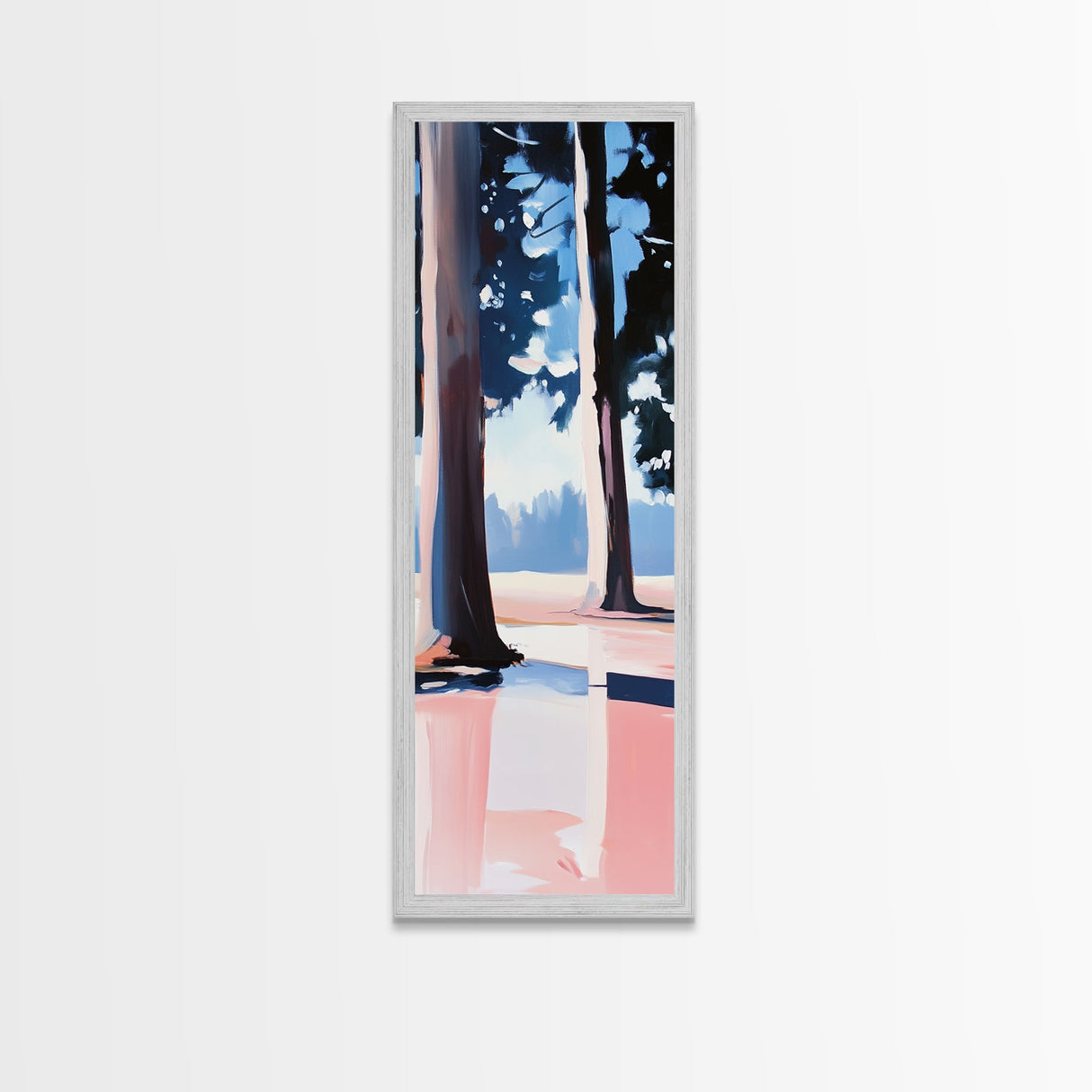 Pine Trees, Forest Reflections, Calm Nature Scene, Framed Canvas Print, Minimalist Landscape, Serene Forest Wall Art, Nature Decor
