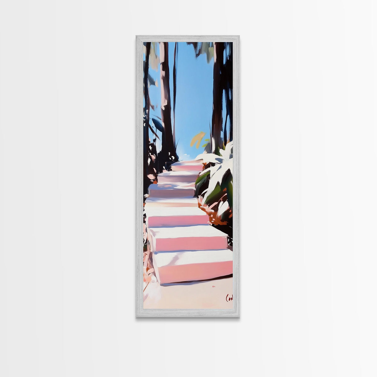 Coastal Pathway, Nature Wall Art, Beach House Decor, Minimalist Landscape, Framed Canvas Print, Blue Wall Art, Summer Aesthetic