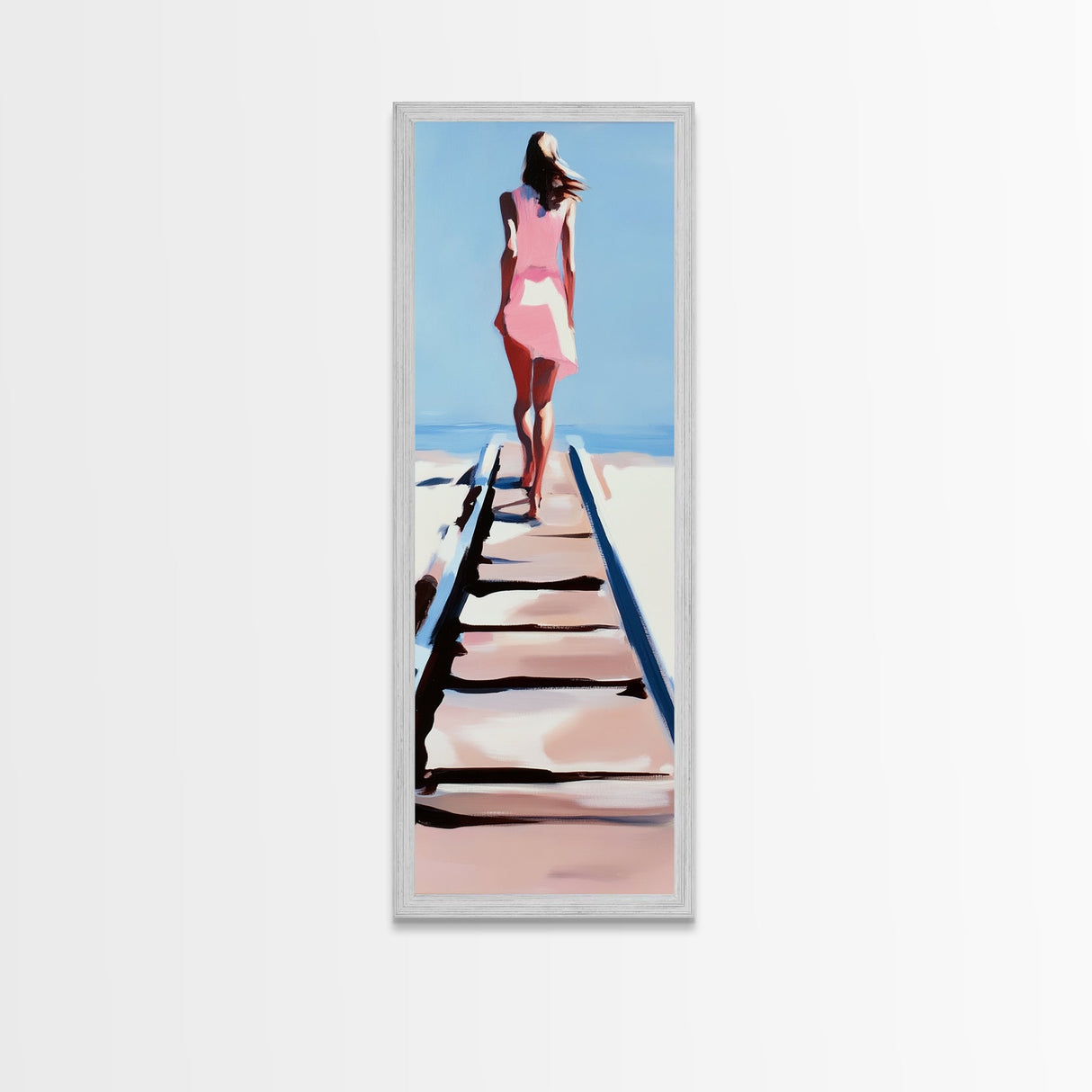 Walk to the Sea, Serene Beach Path, Minimalist Coastal Art, Canvas Print, Ocean Wall Art, Pastel Tones, Relaxing Home Decor
