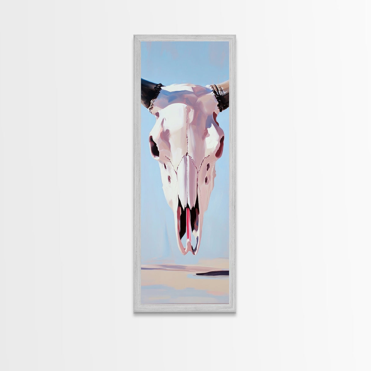 Bull Skull, Western Rustic, Desert Vibes, Framed Canvas Print, Boho Wall Art, Cowboy Aesthetic, Southwest Home Decor, Living Room Accent
