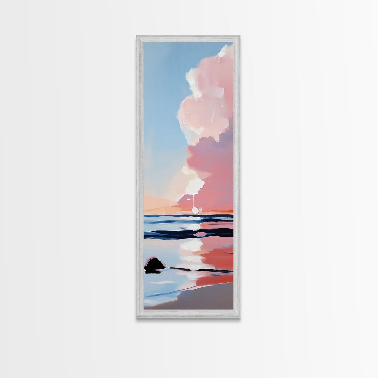 Sunset Glow, Serene Beach Painting, Pastel Coastal Wall Art, Ocean Reflection, Boho Home Decor, Canvas Print, Dining Room Wall Art