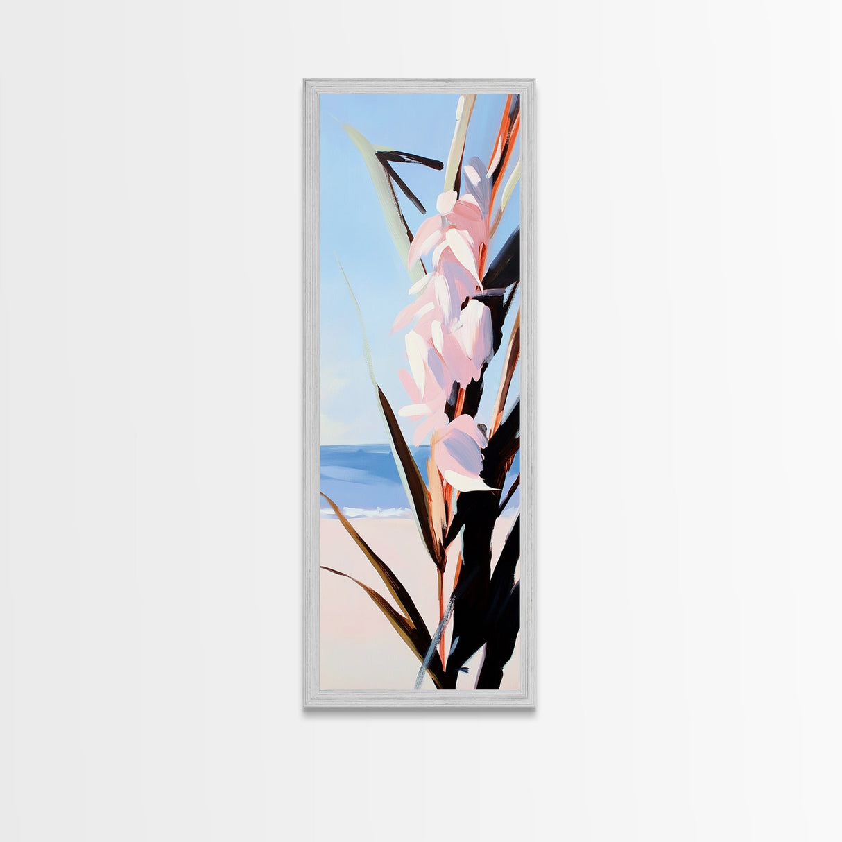 Beach Blossom, Ocean Flowers, Coastal Nature, Canvas Print, Summer Wall Art, Boho Botanical Decor, Pastel Floral Art, Living Room Wall Art