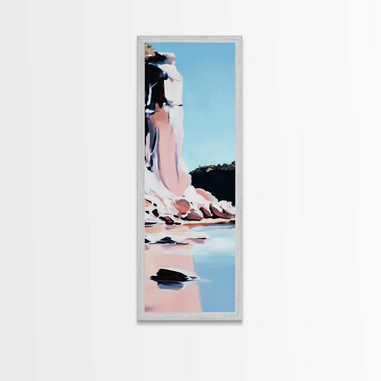 Cliffside Beauty, Ocean Landscape, Coastal Home Decor, Beach Wall Art, Modern Seascape, Framed Canvas Print, Minimalist Style