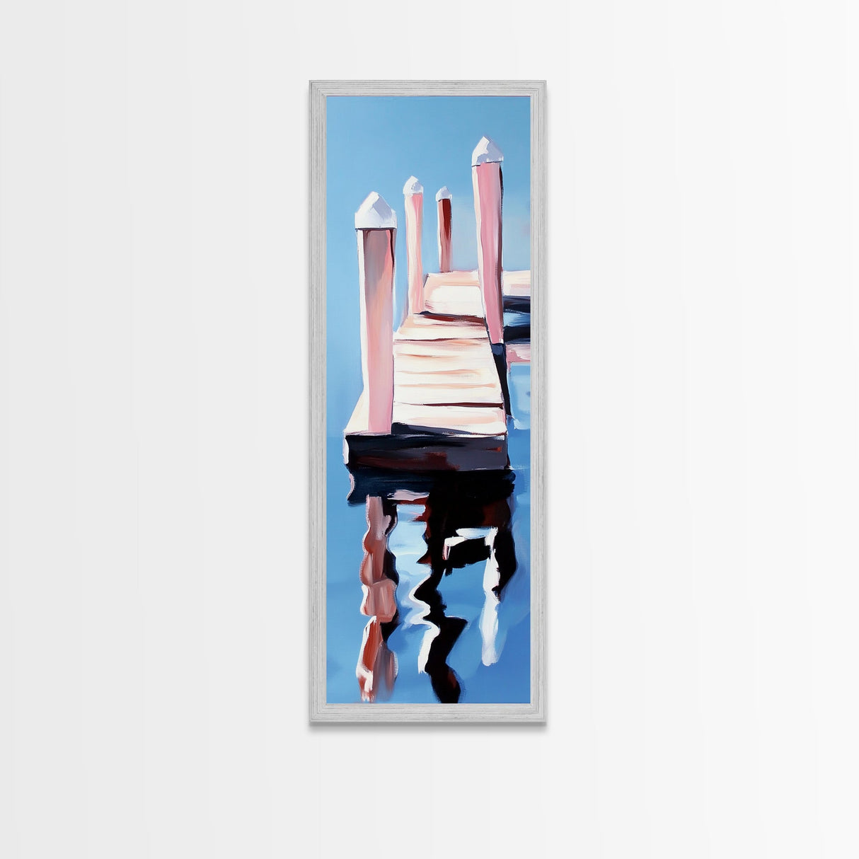 Dock Reflection, Nautical Decor, Seaside Wall Art, Canvas Print, Minimalist Art, Coastal Aesthetic, Blue Wall Art, Modern Home Decor
