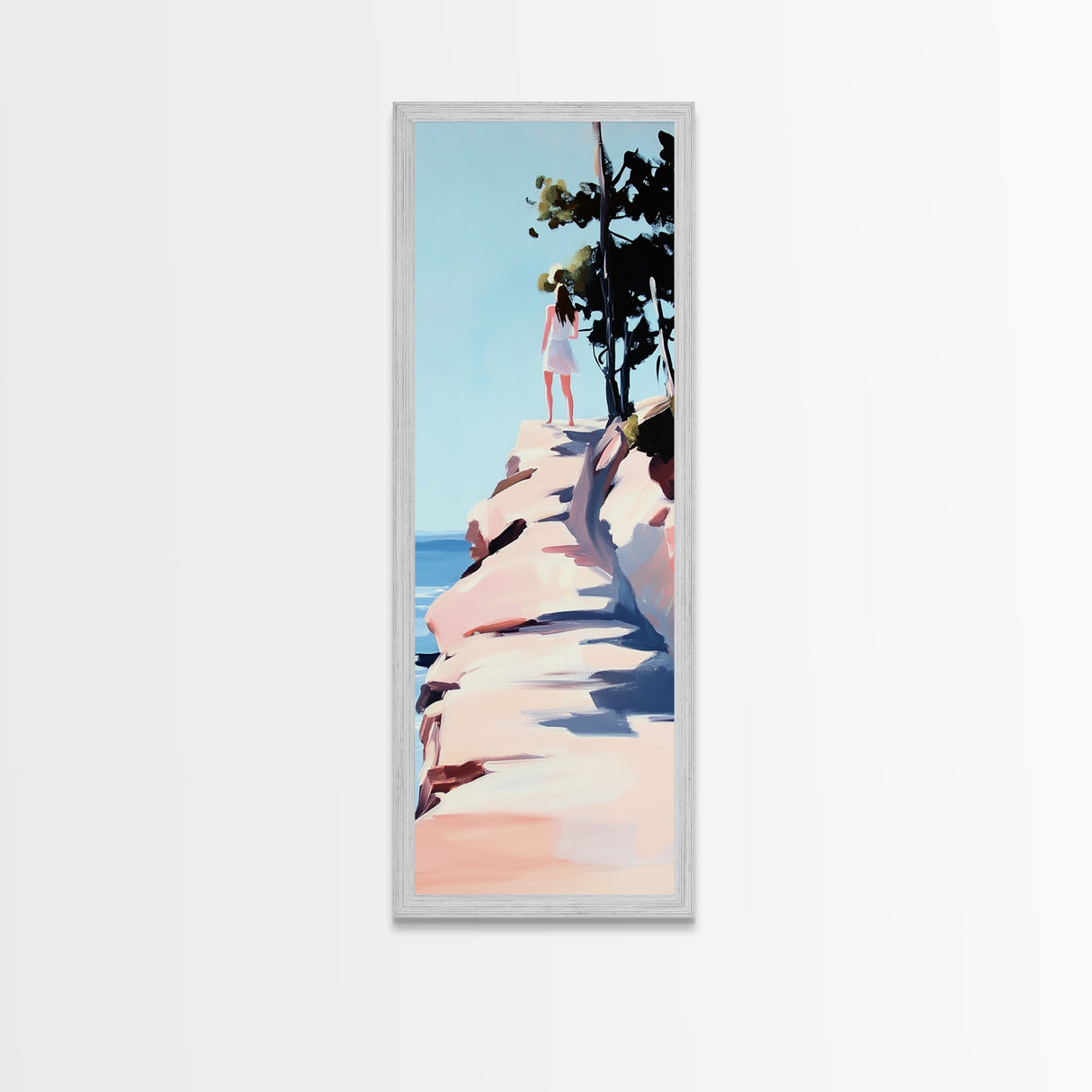Serenity View, Ocean Horizon, Cliffside Dream, Framed Canvas Print, Beach Aesthetic, Coastal Living, Living Room Art, Minimalist Style