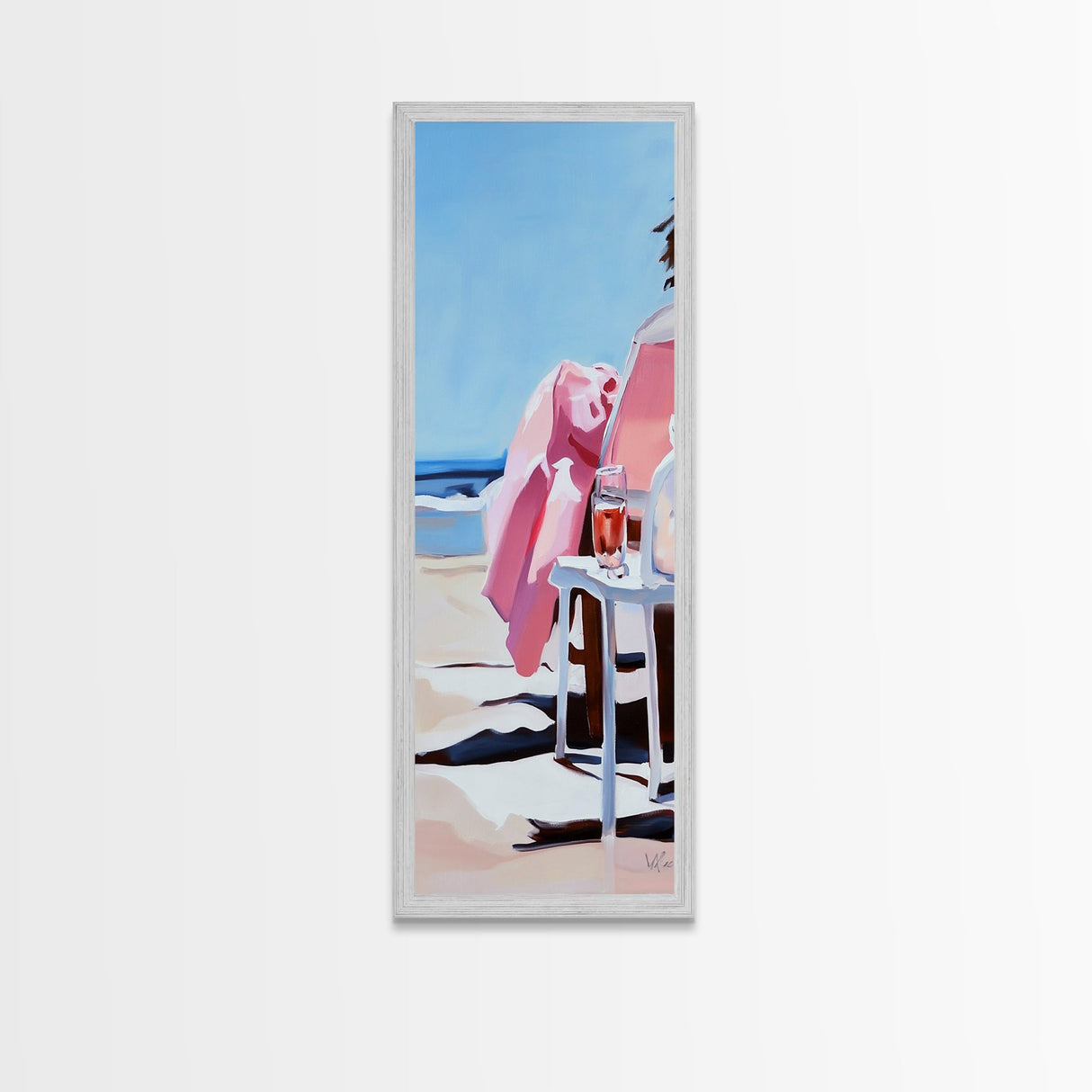 Beach Lounge, Coastal Retreat, Relaxing Seaside, Framed Canvas Print, Minimalist Art, Nautical Wall Art, Summer Decor, Living Room Art