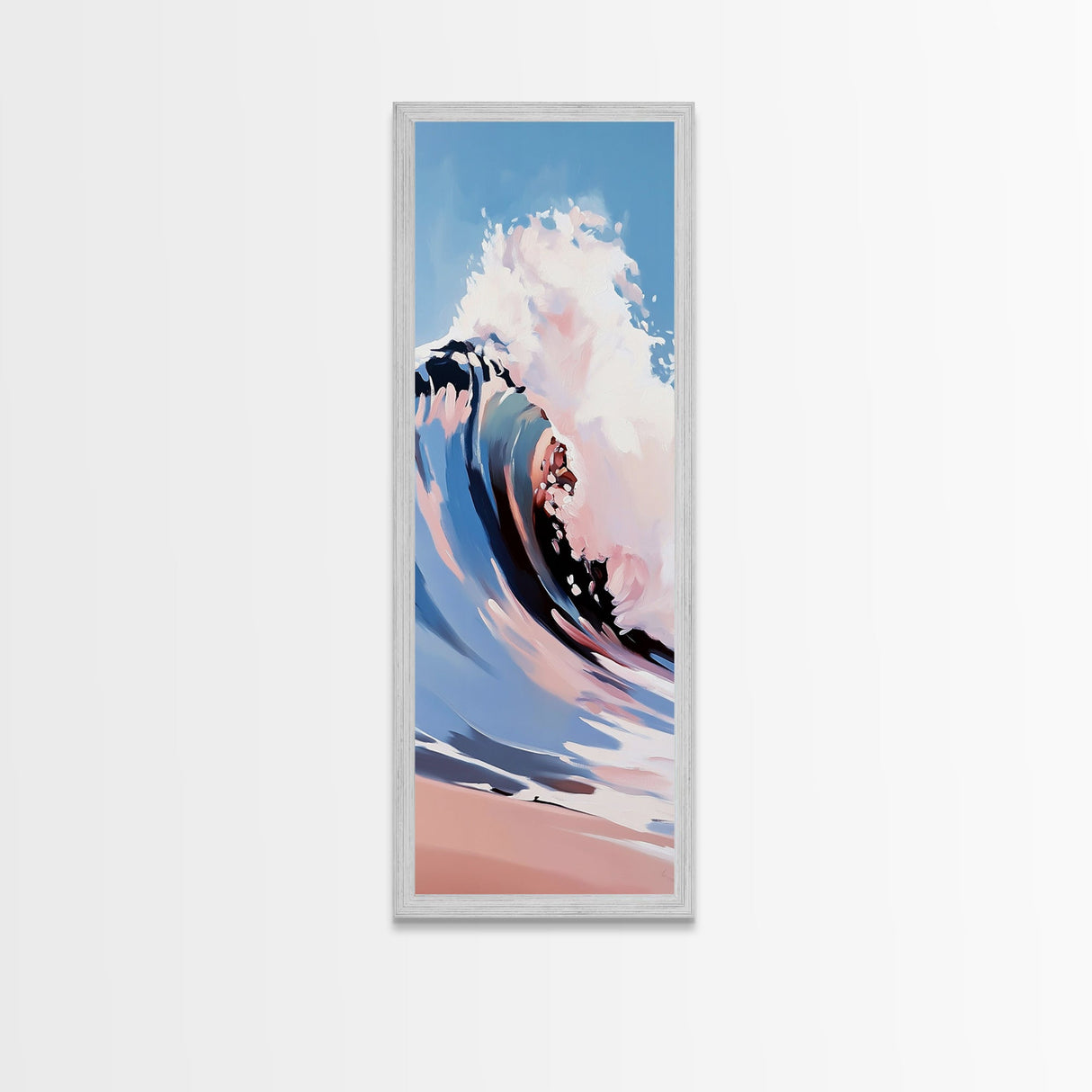 Ocean Wave Art, Coastal Surf Print, Pastel Beach Decor, Framed Canvas Print, Nautical Wall Art, Seascape Painting, Bathroom Wall Decor