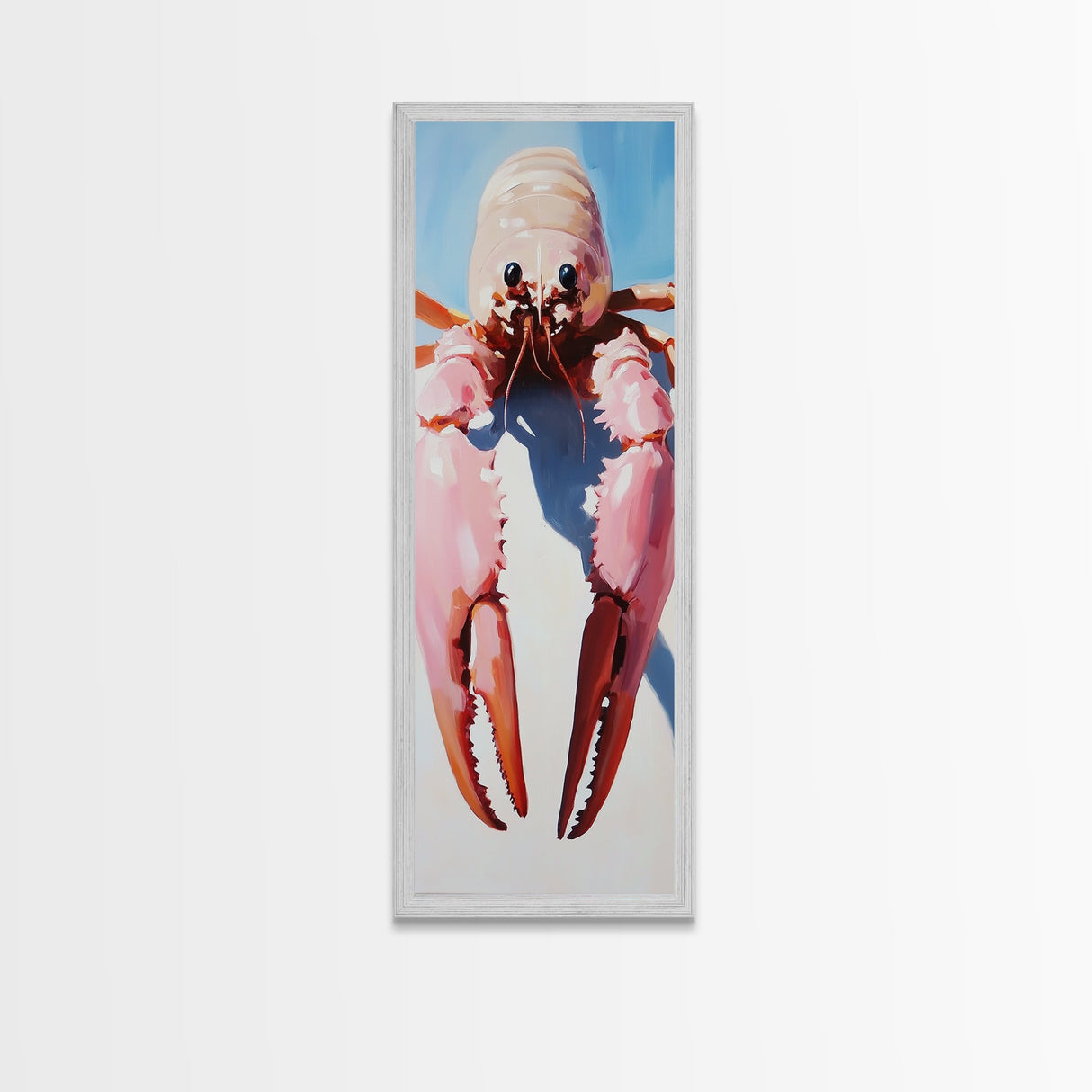 Quirky Crustacean Art, Bold Seafood Print, Coastal Decor, Framed Canvas Print, Playful Ocean Aesthetic, Kitchen Wall Art, Nautical