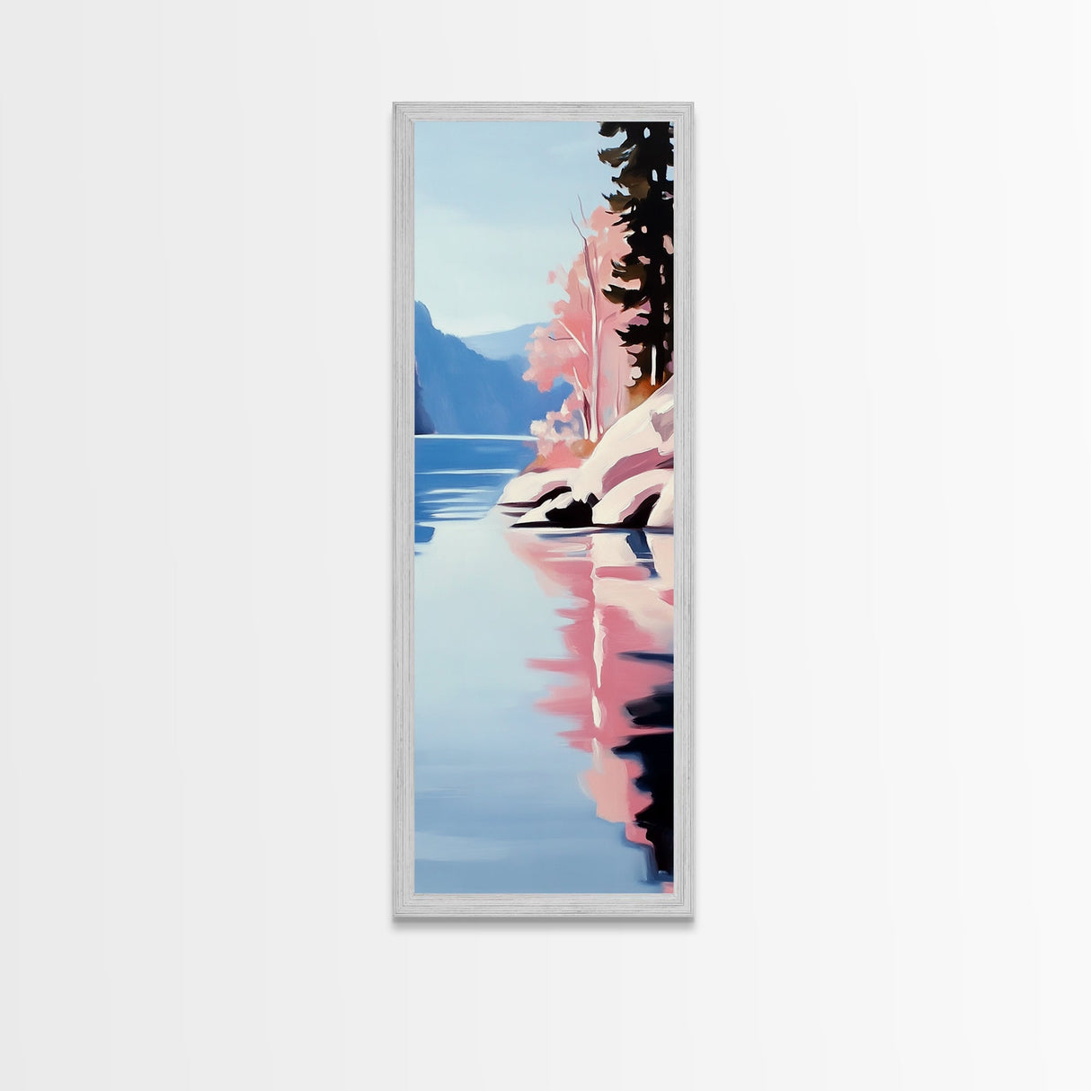 Lake Reflection Art, Serene Landscape, Nature Print, Framed Canvas Print, Minimalist Wall Decor, Living Room Art, Peaceful Aesthetic