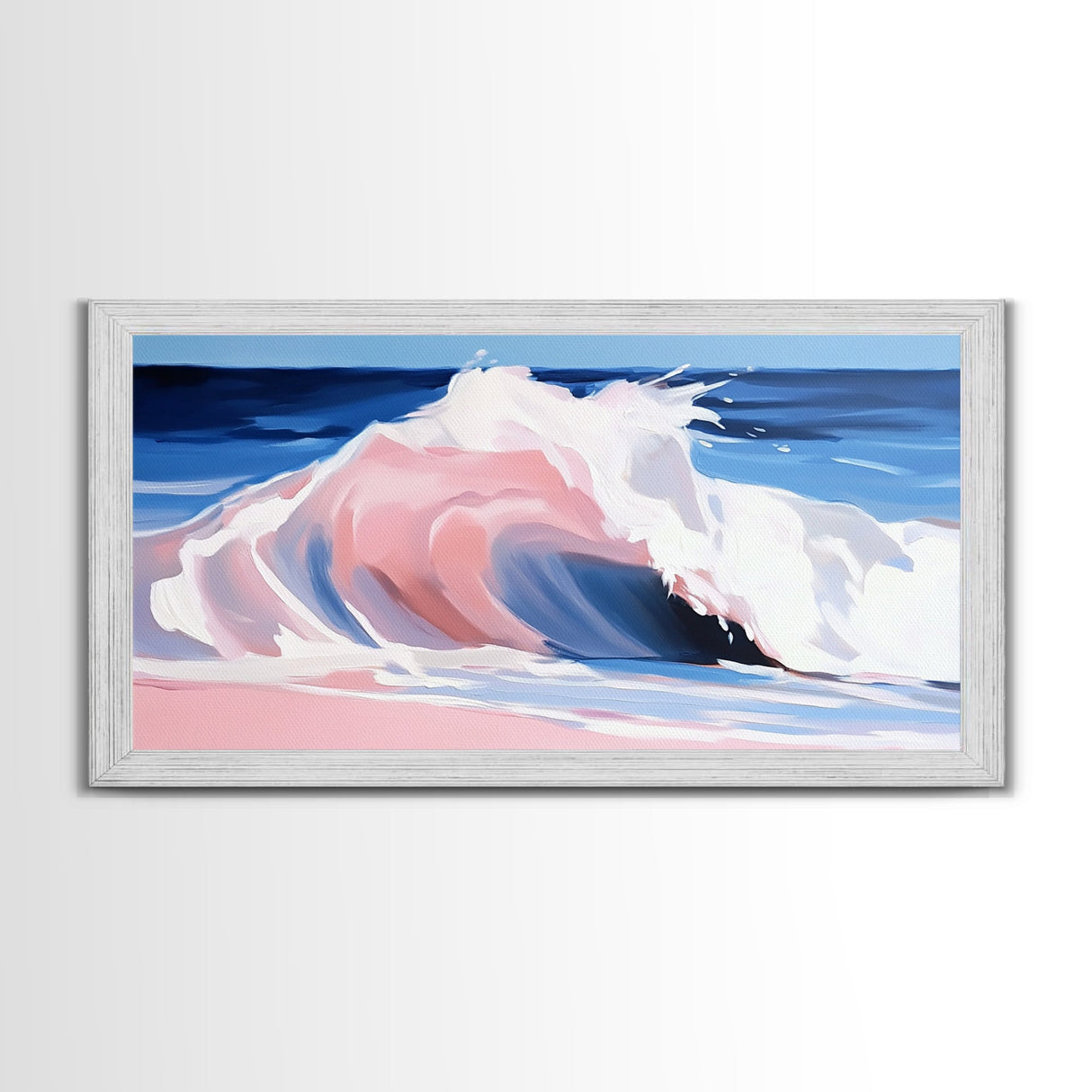 Pink Ocean, Abstract, Canvas Print, Coastal abstract painting, soft pastel waves, modern beach decor, minimalist seascape, tranquil water art