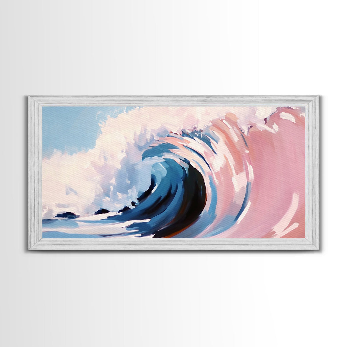 Rolling Surf, Coastal Wall Art, Wave Painting, Ocean Aesthetic, Nautical Decor, Beach House Art, Modern Abstract, Framed Canvas Print