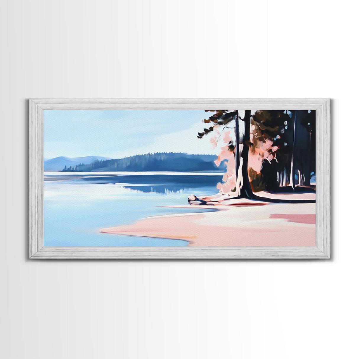 Sandy Shore, Coastal Landscape, Ocean Serenity, Nature Wall Art, Beach Vibes, Nautical Home, Modern Abstract, Framed Canvas Print