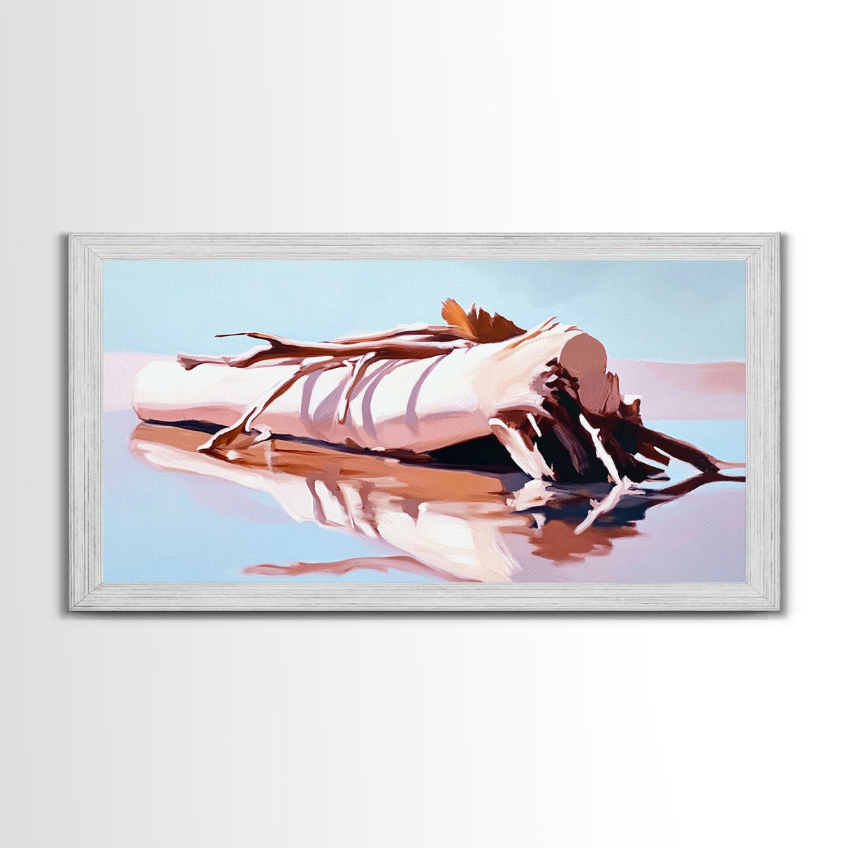 Driftwood Reflection, Coastal Wall Art, Beach House Decor, Nature-Inspired, Neutral Art, Minimalist Style, Canvas Print, Living Room