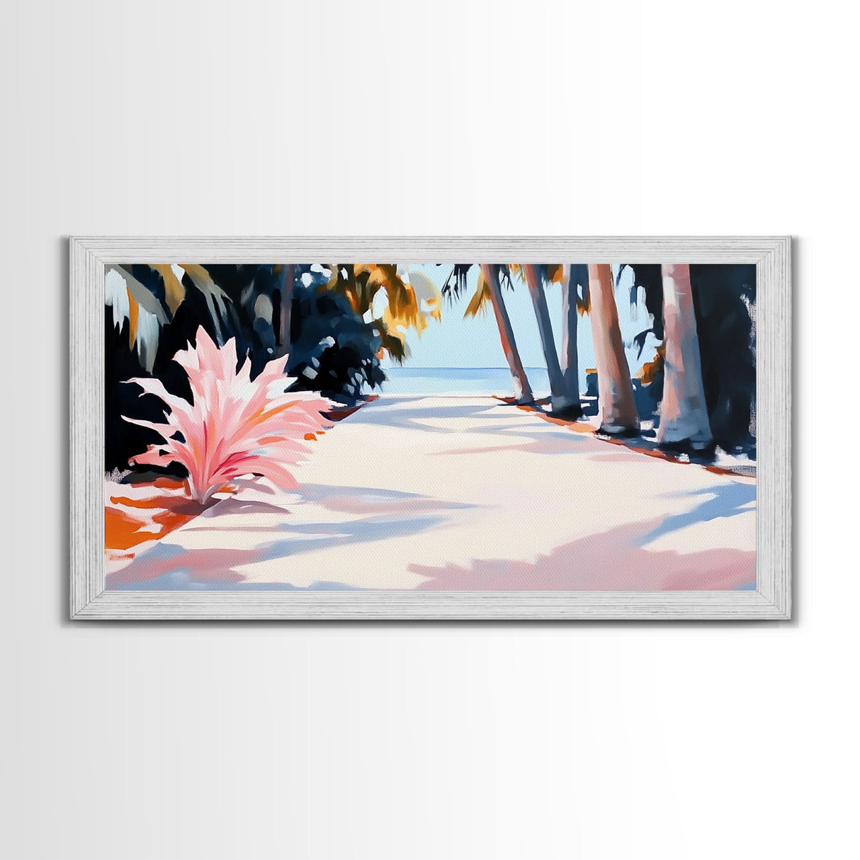 Palm Trees, Tropical Beach Art, Coastal Home Decor, Framed Canvas Print, Living Room Wall Art, Ocean View, Summer Landscape