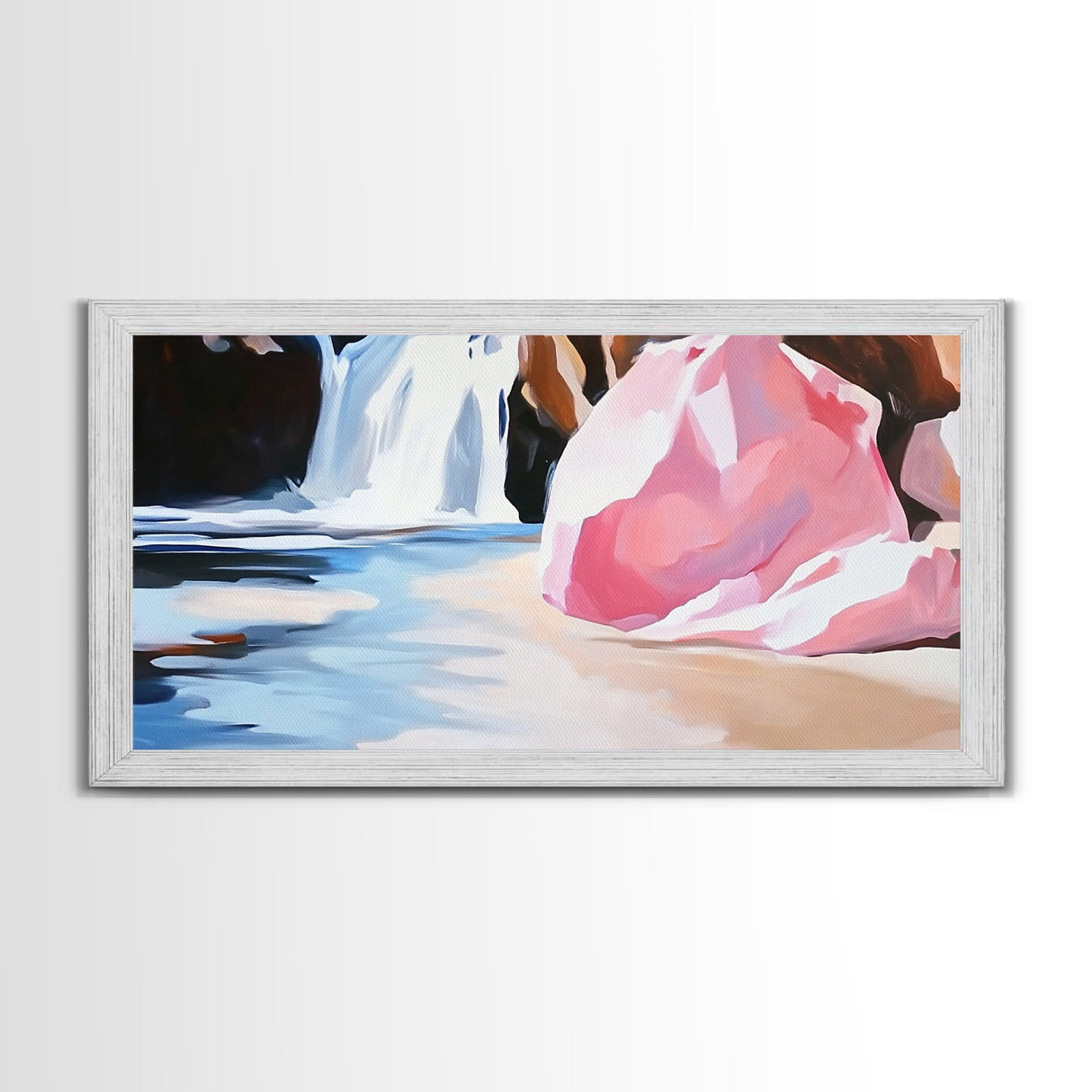 Waterfall Cove, Tranquil Scene, Canvas Print, Nature Wall Art, Serene Waterfall, Ocean Decor, Relaxing Home Art, Bathroom Wall Art