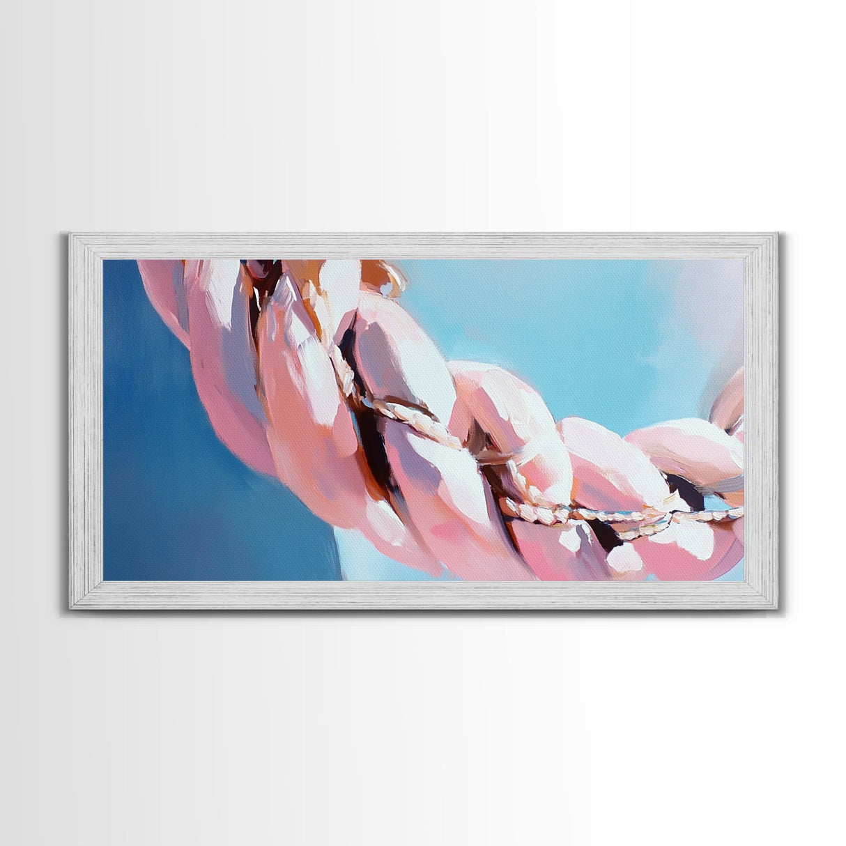 Shell Necklace, Coastal Boho, Canvas Print, Nautical Decor, Ocean Aesthetic, Minimalist Beach Art, Serene Wall Art, Bathroom Wall Art