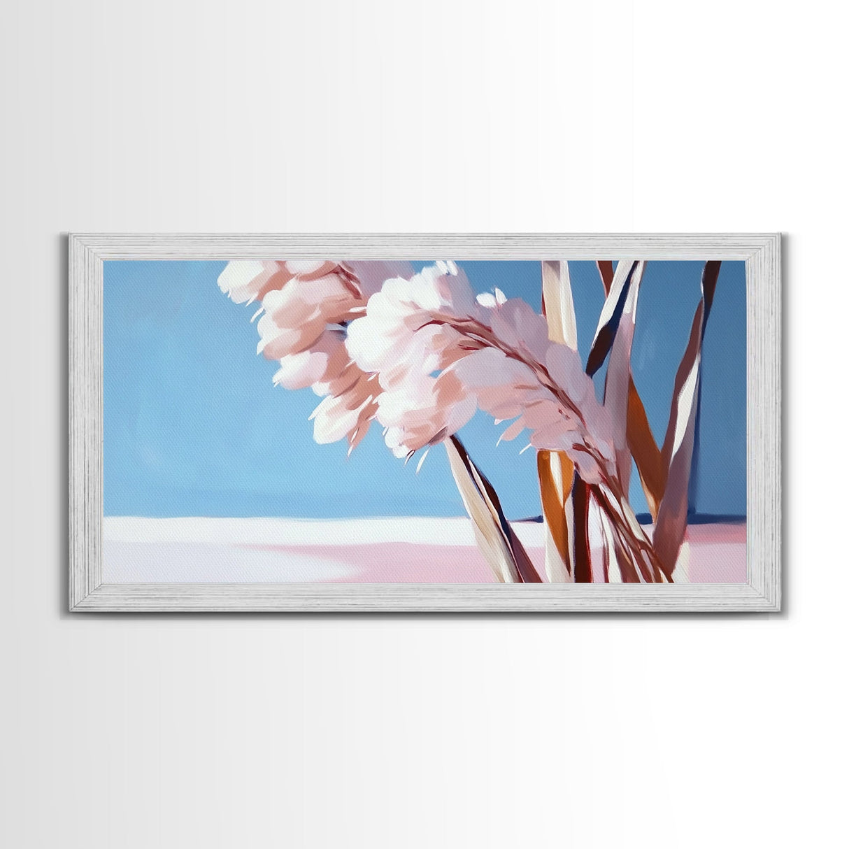 Pampas Grass, Boho, Minimalist, Framed Canvas Print, Neutral Home Decor, Nature-Inspired, Bedroom Wall Art, Coastal Chic Accent