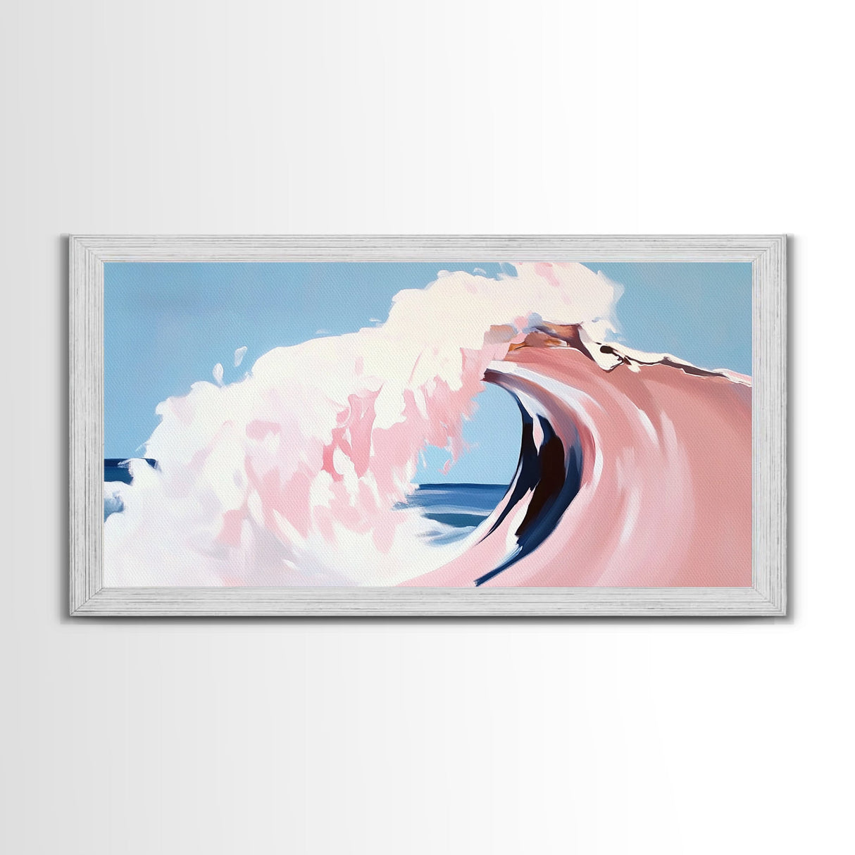 Ocean Wave, Surreal, Pink, Canvas Print, Coastal Wall Art, Dreamy Seascape, Beach House Decor, Modern Minimalist Painting, Unique