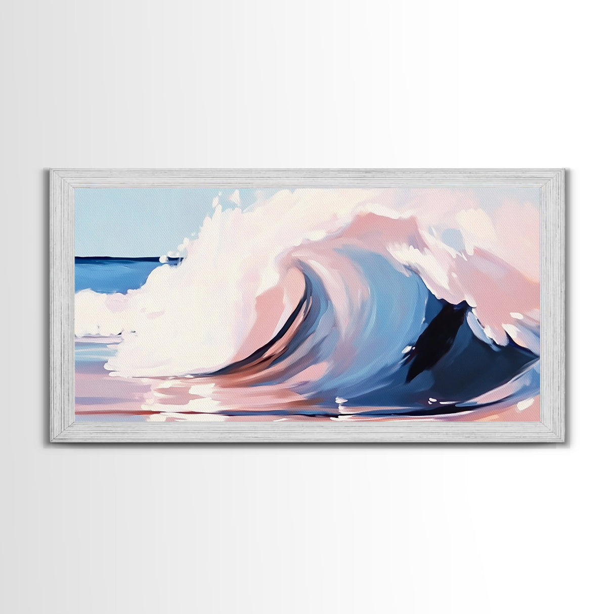 Wave Curl, Ocean Surf, Framed Canvas Print, Coastal Wall Art, Surfer Aesthetic, Beach House Decor, Minimalist Seascape