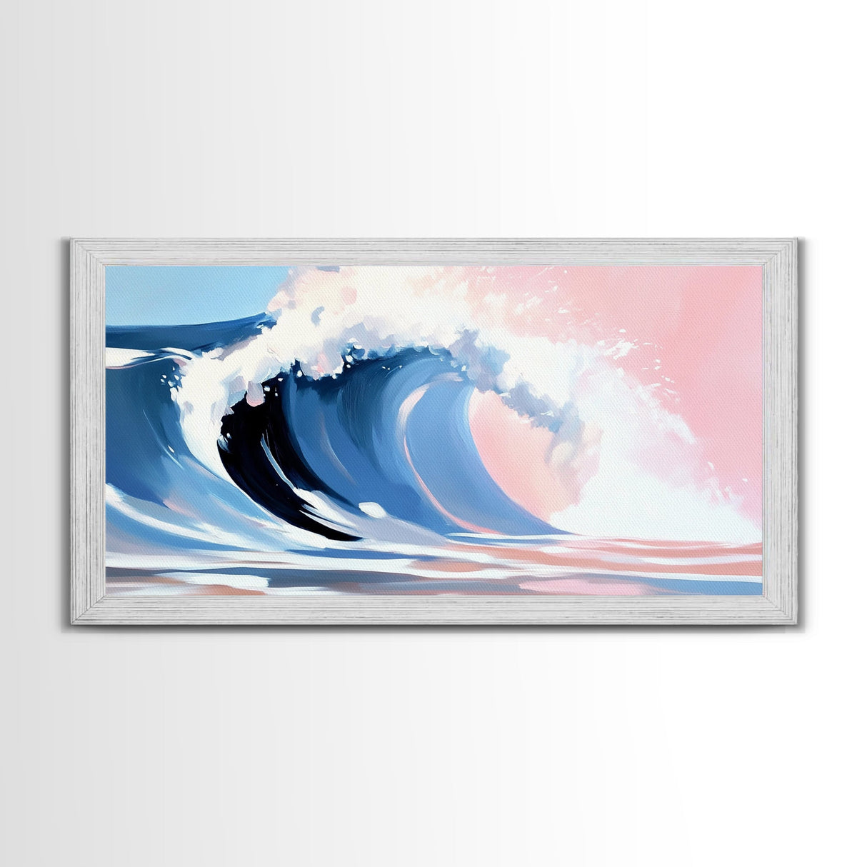 Ocean Wave, Surf Art, Framed Canvas Print, Coastal Decor, Beach House Wall Art, Pastel Seascape, Modern Home Aesthetic