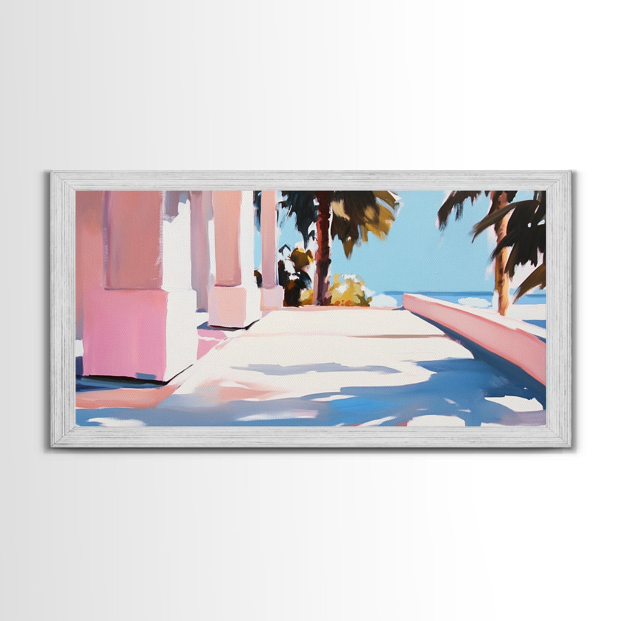 Palm Trees, Ocean View, Coastal Retreat, Canvas Print, Tropical Wall Art, Beach House Decor, Living Room Painting, Modern Minimalist Art