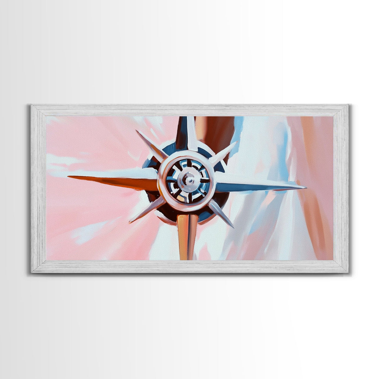 Compass Rose, Nautical Art, Pink Tones, Maritime Decor, Framed Canvas Print, Coastal Home Art, Boho Wall Art, Office Wall Decor