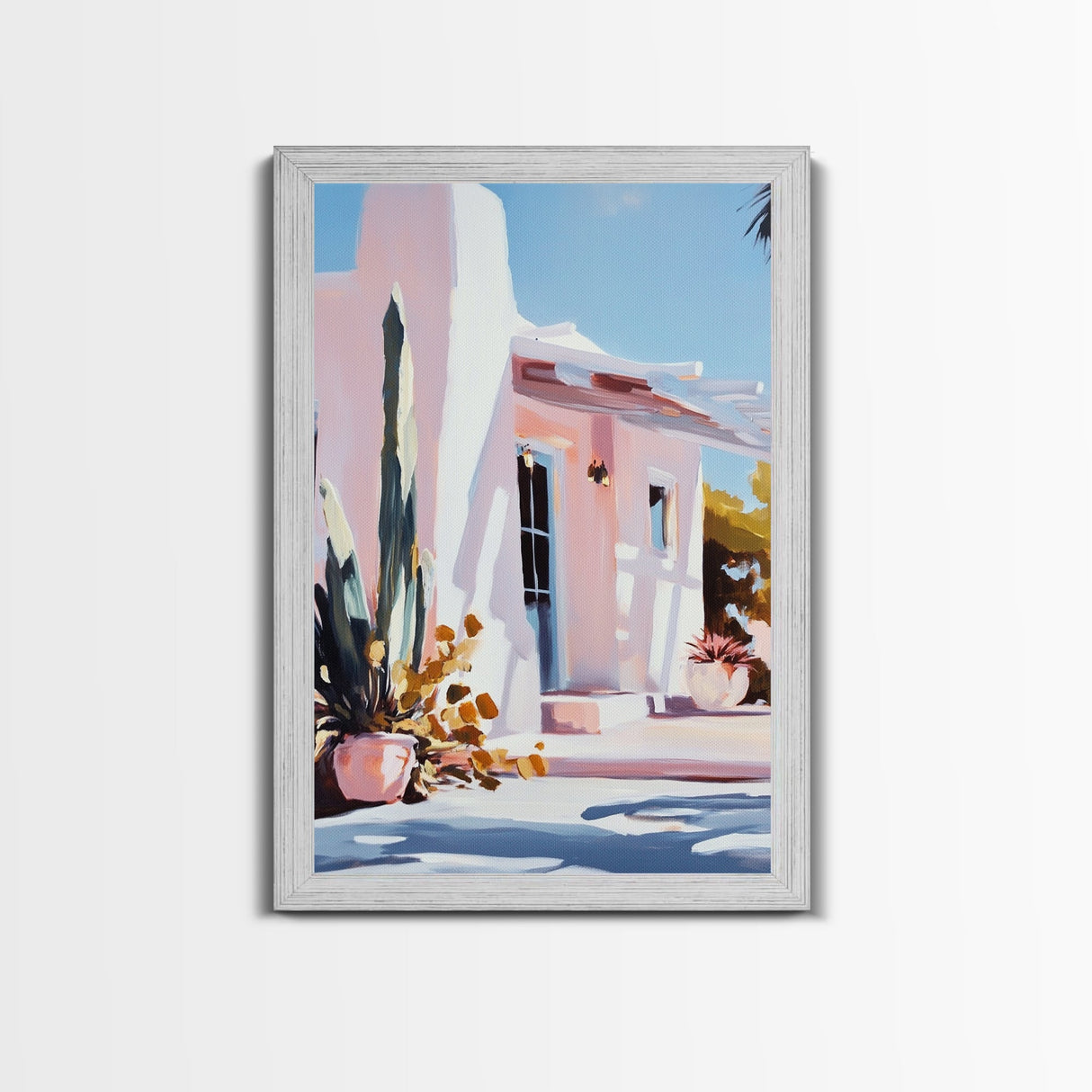 Desert House, Southwest Art, Warm Aesthetic, Boho Home, Framed Canvas Print, Modern Rustic Decor, Living Room Wall Art, Earthy Colors