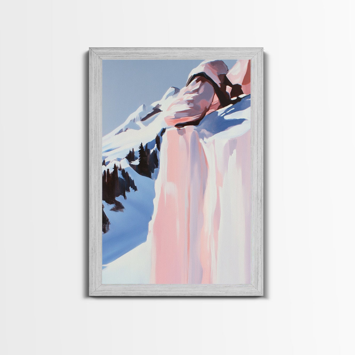 Snowy Mountains, Winter Landscape, Framed Canvas Print, Cozy Cabin Wall Art, Scenic Nature Painting, Alpine Decor, Christmas Home Aesthetic