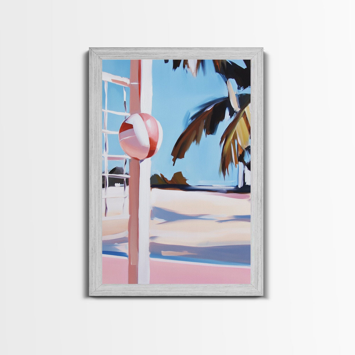 Beach Volleyball, Coastal Fun, Tropical Vibes, Sunset Sport, Canvas Print, Summer Wall Art, Beach House Decor, Relaxed Style
