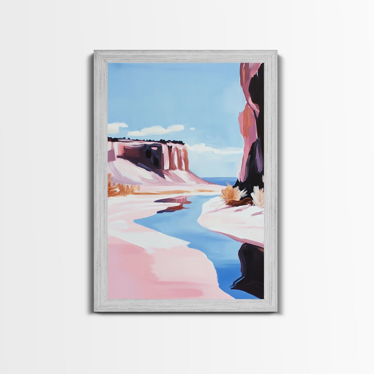 Desert Canyon, Western Landscape Art, Earthy Tones, Minimalist Decor, Scenic Painting, Nature Lover Gift, Framed Canvas Print, Wall Art