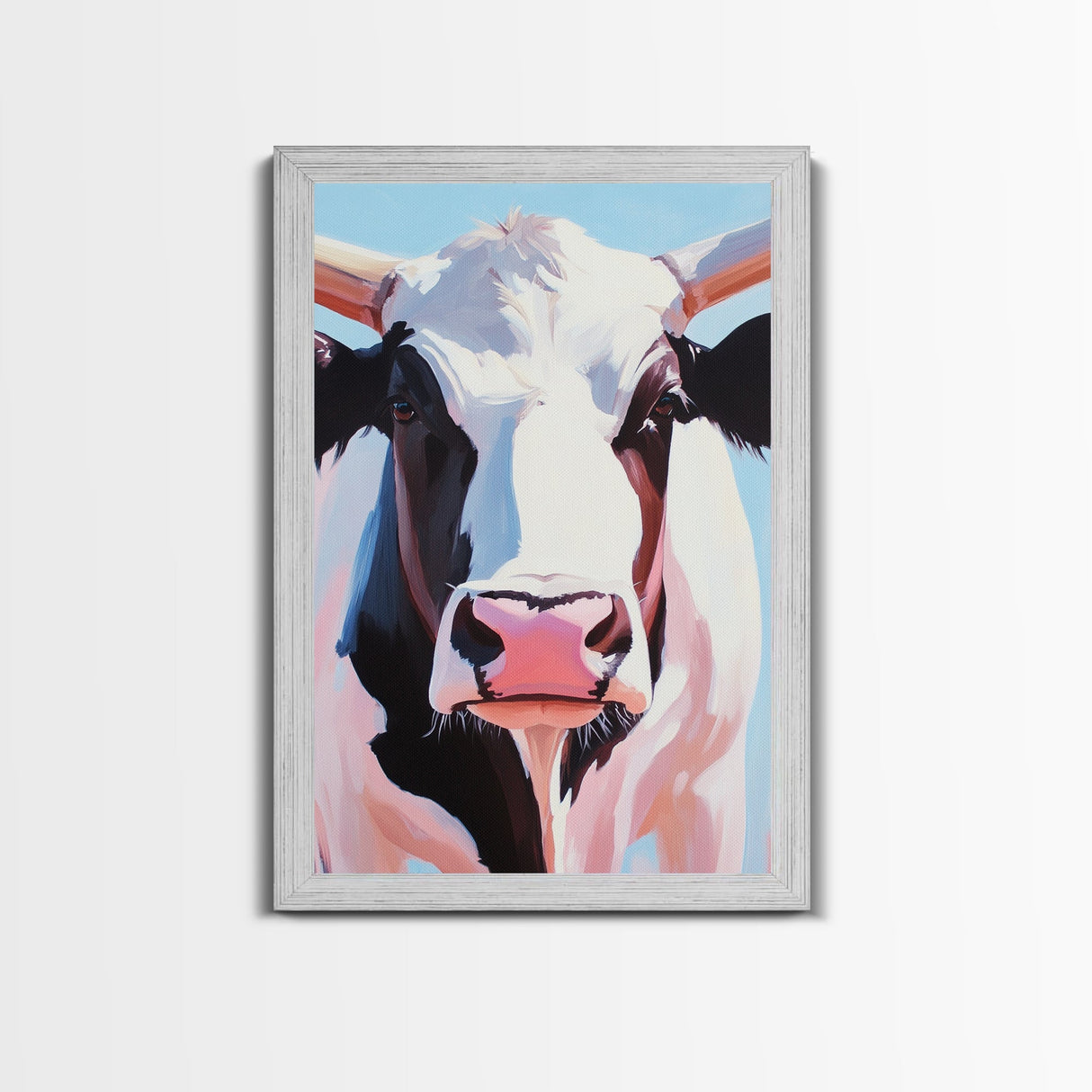 Cow Portrait, Farmhouse Animal Art, Rustic Wall Decor, Country Home Aesthetic, Modern Barn Decor, Canvas Print, Kitchen Wall Art