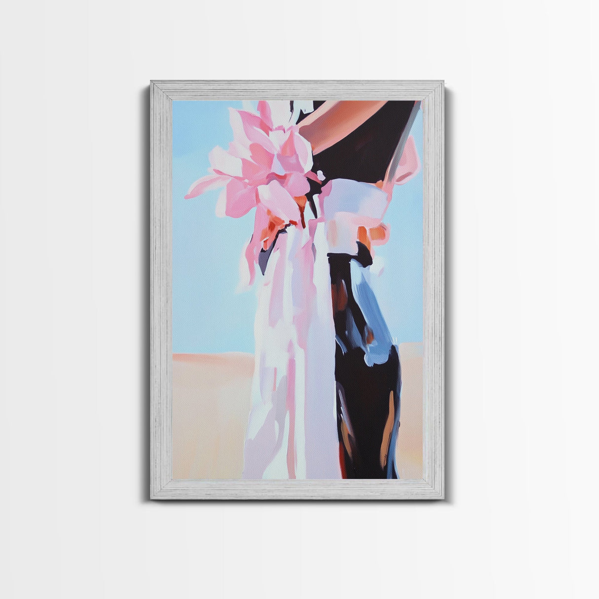 Floral Fashion, Bold Feminine Art, Chic Boho Aesthetic, Modern Home Decor, Stylish Living Room Wall Art, Framed Canvas Print
