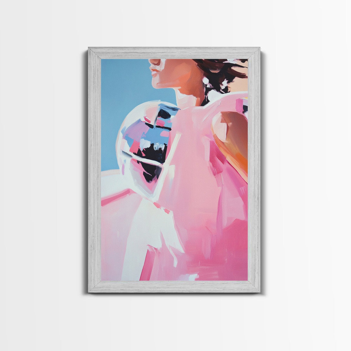 Mirror Ball, Feminine Glam Art, Abstract Reflection, Soft Pastel Aesthetic, Modern Minimalist Decor, Living Room Wall Art, Canvas Print