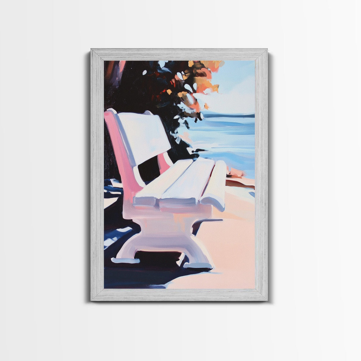 Lakeside Bench, Peaceful View, Serene Landscape, Impressionist Painting, Cozy Home Decor, Relaxing Art, Bedroom Wall Art, Canvas Print