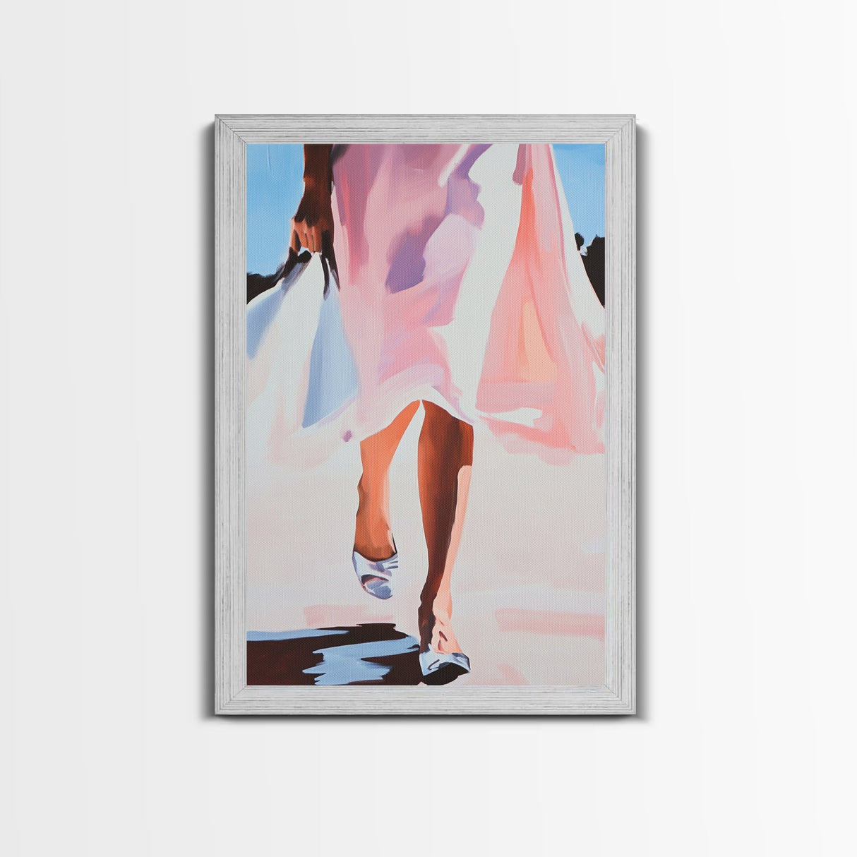 Elegant Woman Art, Fashion Illustration, Minimalist Feminine Painting, Pink Aesthetic Decor, Framed Canvas Print, Bedroom Wall Art