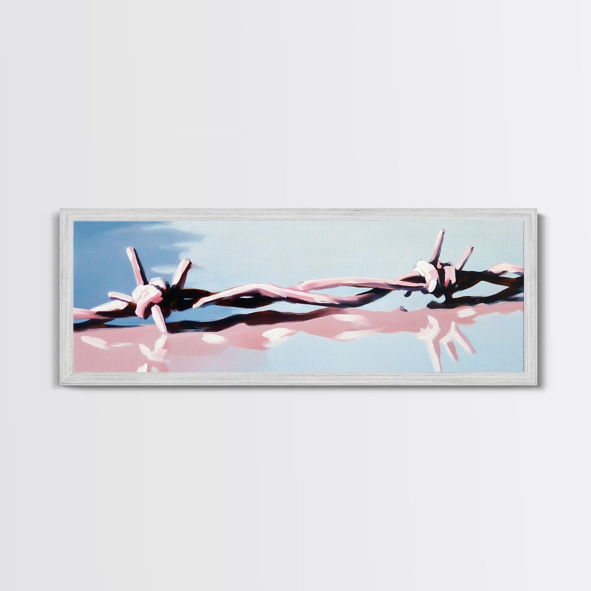 Barbed Wire, Abstract Fence, Rustic Wall Art, Framed Canvas Print, Minimalist Country Decor, Industrial Farmhouse, Western Artwork