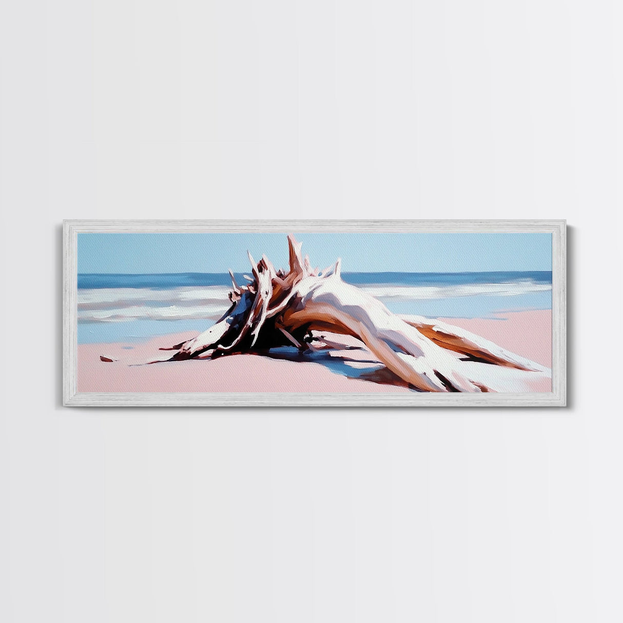 Beach Driftwood, Coastal Art, Seaside Wall Decor, Nature Painting, Canvas Print, Living Room Wall Art, Modern Beach House Art