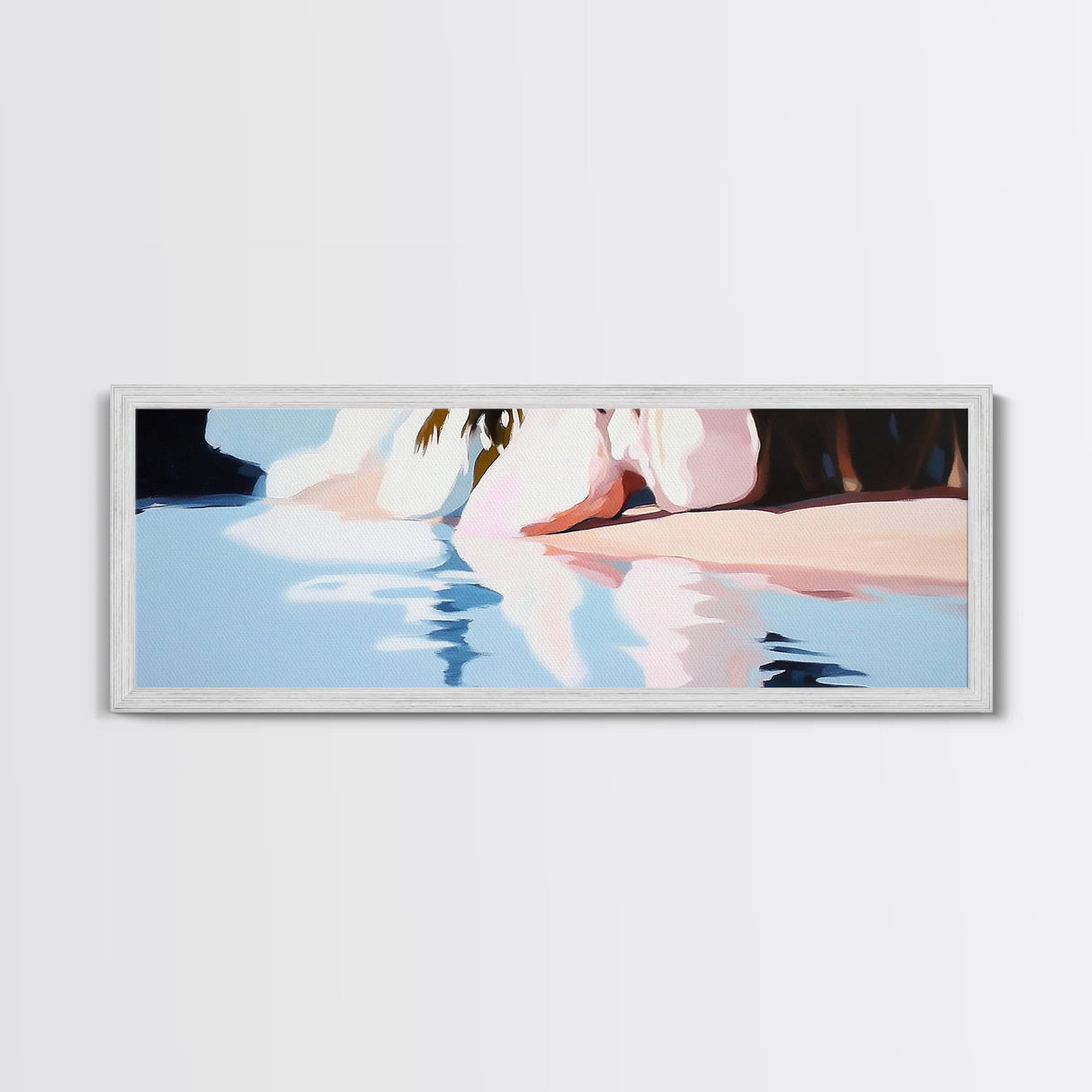 Water Reflection, Feminine Silhouette, Surreal Dreamscape, Pastel Painting, Canvas Print, Bedroom Wall Art, Modern Aesthetic Decor