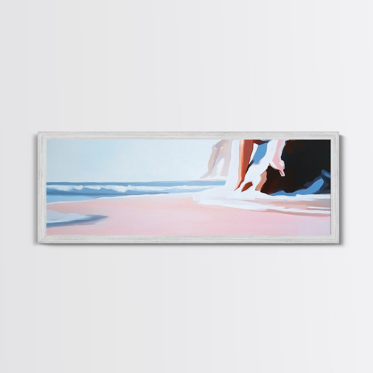 Ocean Waves, Beach Life Art, Tranquil Seascape, Minimalist Coastal Vibe, Framed Canvas Print, Living Room Accent, Serene Blue Decor