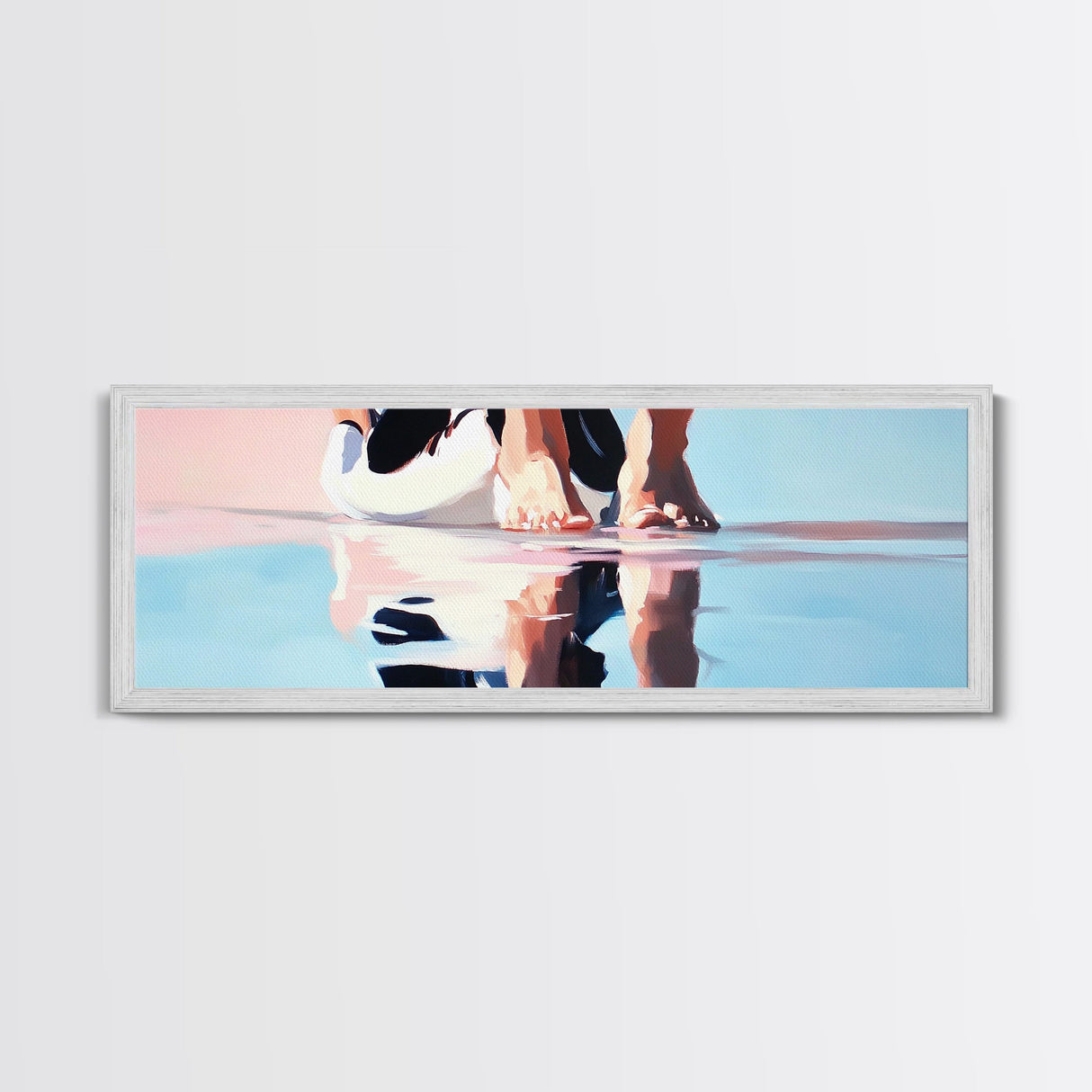 Soft Beach Reflection, Coastal Art, Minimalist Print, Pastel Wall Art, Boho Decor, Living Room Wall Art, Canvas Print, Summer Vibes