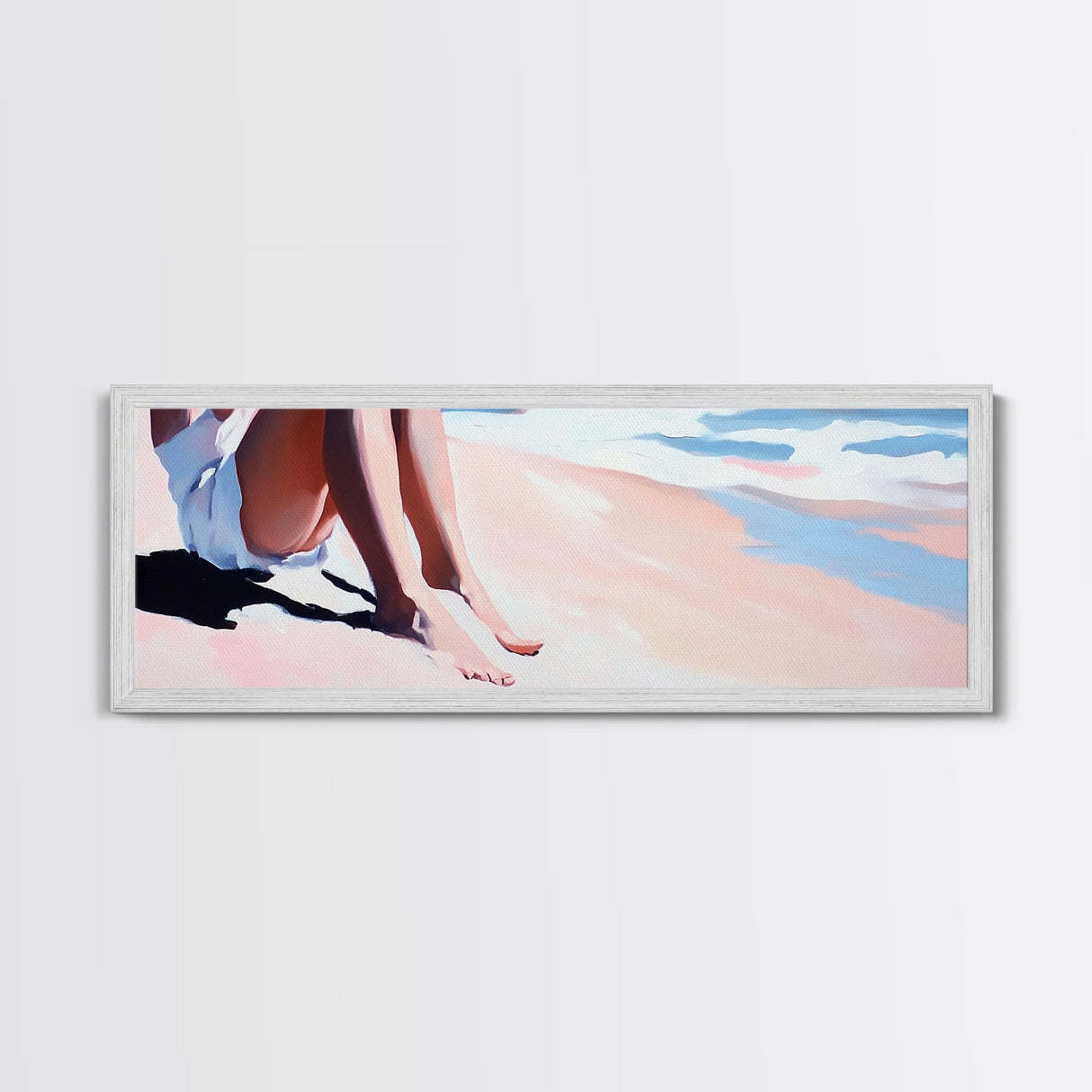 Seaside Relaxation, Beach Painting, Minimalist Ocean Art, Pastel Coastal Decor, Nautical Wall Print, Bedroom Wall Art, Canvas Print