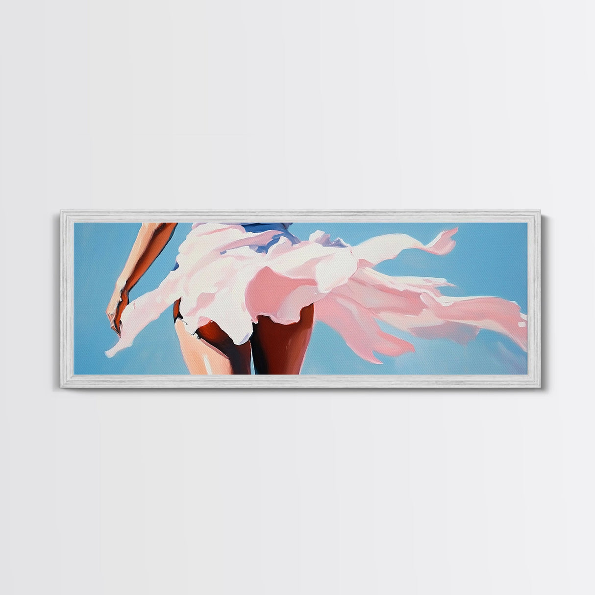 Flowing Dress, Windy Beach, Feminine Wall Art, Soft Pink Aesthetic, Summer Vibes, Framed Canvas Print, Living Room Art, Coastal Elegance