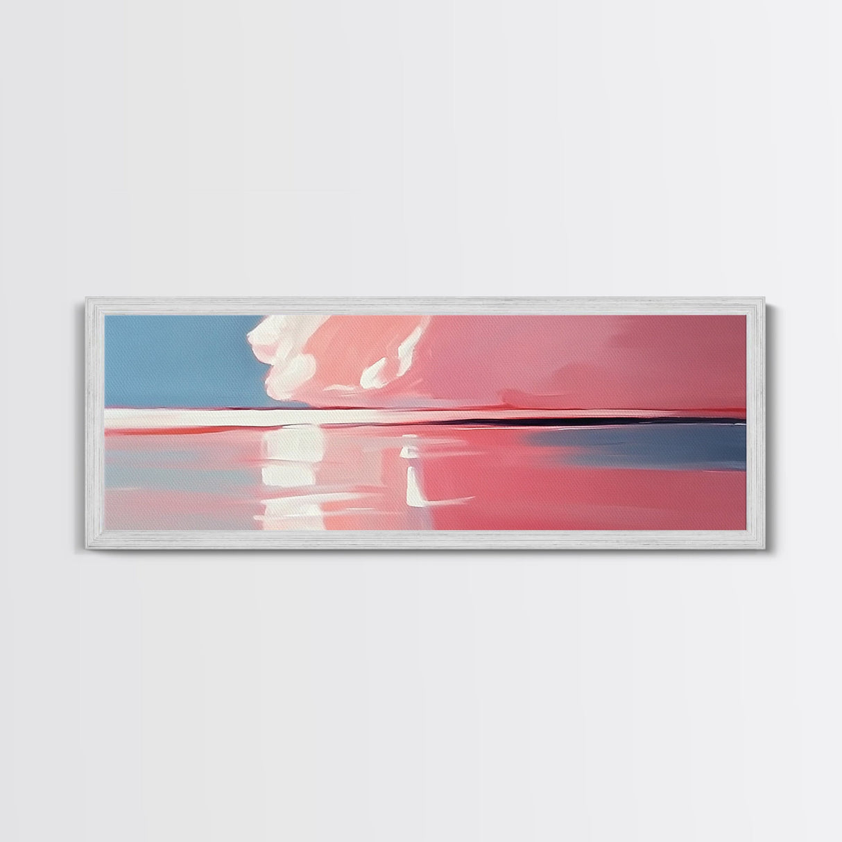Pink Sunset, Tranquil Beach, Evening Serenity, Canvas Print, Coastal Wall Art, Bedroom Decor, Soft Aesthetic, Modern Home Design